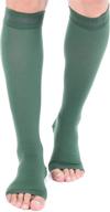 🧦 doc miller open toe compression socks - 20-30mmhg support stockings for women & men - effective circulation recovery, shin splints, varicose veins - perfect for maternity, nurses - medical grade (dark green, large) логотип