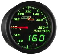 🌡️ maxtow double vision 280 f water coolant temperature gauge kit: black face, green led dial, analog & digital readouts for trucks - 2-1/16" 52mm logo