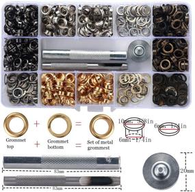 img 2 attached to 🔧 Grommet Kit 1/4 Inch Metal Eyelets | 400 Sets with 3-Piece Installation Tool | Ideal for Cloth Shoes, Garments, Leather | DIY Craft | 6mm | 4 Colors