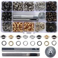 🔧 grommet kit 1/4 inch metal eyelets | 400 sets with 3-piece installation tool | ideal for cloth shoes, garments, leather | diy craft | 6mm | 4 colors logo