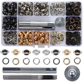 img 4 attached to 🔧 Grommet Kit 1/4 Inch Metal Eyelets | 400 Sets with 3-Piece Installation Tool | Ideal for Cloth Shoes, Garments, Leather | DIY Craft | 6mm | 4 Colors