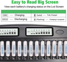 img 1 attached to PALO 16-Bay LCD Eye Protection Screen Household Battery Charger - Fast Charging for 1.2V AA AAA NiMH NiCD Batteries with Refresh Function and Car Charger (Upgrade)