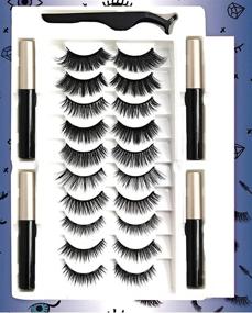 img 4 attached to 👁️ 10 Pairs of 3D Magnetic Eyelashes with Upgraded Magnetic Eyeliner Kit - Waterproof, Fluffy, and Reusable Lashes, No Glue Needed!