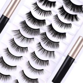 img 1 attached to 👁️ 10 Pairs of 3D Magnetic Eyelashes with Upgraded Magnetic Eyeliner Kit - Waterproof, Fluffy, and Reusable Lashes, No Glue Needed!