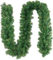 🎄 non-lit 10ft christmas garland outdoor decorations - xmas greenery garlands for stairs, railing, fireplace mantle – indoor/outdoor front door holiday wedding party decor logo