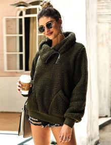 img 2 attached to 🔥 Stay Cozy and Chic with the Romanstii Women's Warm Sherpa Pullover: Half Zip Lapel Fluffy Fuzzy Sweatshirt Outwear with Pockets