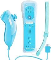 🎮 wadeo wii remote with motion plus + nunchuck controller & case (blue) for nintendo wii & wii u logo