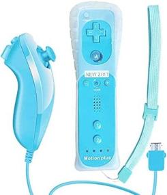 img 4 attached to 🎮 WADEO Wii Remote with Motion Plus + Nunchuck Controller & Case (Blue) for Nintendo Wii & Wii U