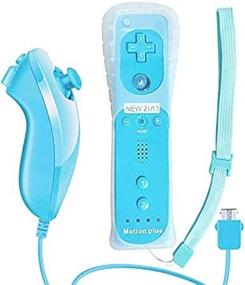 img 1 attached to 🎮 WADEO Wii Remote with Motion Plus + Nunchuck Controller & Case (Blue) for Nintendo Wii & Wii U
