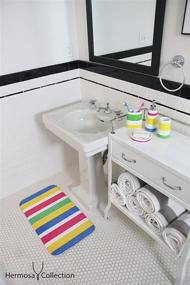 img 1 attached to 🌈 Colorful Striped Four Piece Kids Baby Bathroom Fun Accessories Set - Hermosa Collection (Multicolor Accessory Set)