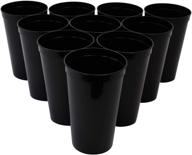 csbd stadium 22 oz. plastic cups (10-pack): blank reusable drink tumblers for parties, events, weddings, and bbq picnics - no bpa, black logo