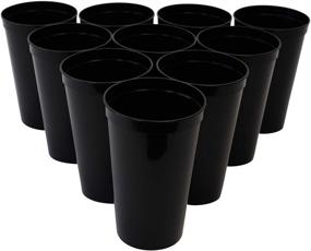 img 4 attached to CSBD Stadium 22 oz. Plastic Cups (10-Pack): Blank Reusable Drink Tumblers for Parties, Events, Weddings, and BBQ Picnics - No BPA, Black