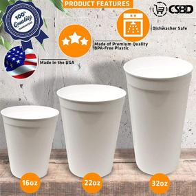 img 2 attached to CSBD Stadium 22 oz. Plastic Cups (10-Pack): Blank Reusable Drink Tumblers for Parties, Events, Weddings, and BBQ Picnics - No BPA, Black