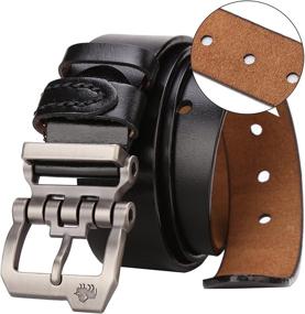 img 3 attached to BISON DENIM Leather Genuine Buckle Men's Accessories