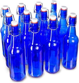 img 4 attached to 12-Pack of 16 oz. Pint Size Blue Glass Grolsch Beer Bottles - Superior Airtight Seal with Swing Top Stoppers - Ideal Supplies for Home Brewing, Fermenting Alcohol, Kombucha Tea, Wine, and Homemade Soda