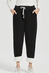 img 3 attached to Flygo Women's Winter Warm Sherpa-Lined Fleece Joggers Pants - Athletic Active Sweatpants