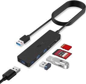 img 4 attached to TSUPY USB 3.0 Hub with 4ft Extended Cable, SD/TF Card Reader & 3 USB 3.0 Ports – Compatible for PC, Laptops, Surface Pro, MacBook, Mac Mini, iMac Pro