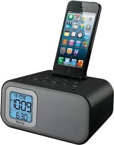 img 1 attached to ⏰ Black iHome IBT22BC Bluetooth Bedside Dual Alarm Clock with USB Charging and Line-In: Enhancing SEO