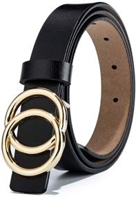 img 2 attached to 👖 0.9″ Skinny Genuine Leather Belts for Women - H&M Double Ring Jeans Belts for Dressing