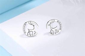 img 2 attached to Sterling Silver Reindeer Earrings Hypoallergenic