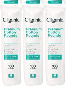 img 4 attached to 🔘 Cliganic Premium Cotton Rounds for Face - 300 Count Makeup Remover Pads: Hypoallergenic, Lint-Free, 100% Pure Cotton