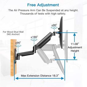 img 3 attached to 🖥️ HUANUO Monitor Wall Mount Bracket - Gas Spring Arm Stand for 13-42 Inch LCD Screens - VESA 75x75, 100x100, 200x100, 200x200 - Adjustable and Articulating with VESA Extension Kit