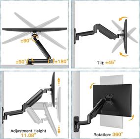 img 1 attached to 🖥️ HUANUO Monitor Wall Mount Bracket - Gas Spring Arm Stand for 13-42 Inch LCD Screens - VESA 75x75, 100x100, 200x100, 200x200 - Adjustable and Articulating with VESA Extension Kit