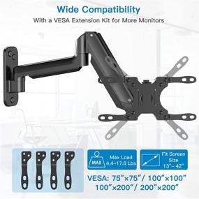 img 2 attached to 🖥️ HUANUO Monitor Wall Mount Bracket - Gas Spring Arm Stand for 13-42 Inch LCD Screens - VESA 75x75, 100x100, 200x100, 200x200 - Adjustable and Articulating with VESA Extension Kit