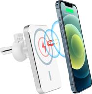 📱 topume 15w qi fast charging magnetic car wireless charger - 2021 upgraded version | air vent phone holder for iphone 12 series (white, round) logo