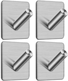 img 4 attached to 🔗 Stainless Steel Adhesive Hooks by Anteer - Heavy Duty Self Stick Towel Robe Hooks | Key Hooks | Coat Hooks for Home, Kitchen, Bathroom