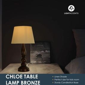 img 1 attached to 💡 LIGHTACCENTS Chloe Bronze Table Lamp with Fabric Shade - Bedroom Lamp in Bronze - Perfect Nightstand Lamp - Bedside Lamp with Fabric Bell Shade (Cream)