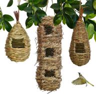 🐦 teardrop-shaped eco-friendly hand-woven grass bird hut - hanging bird house for cozy roosting and nesting, 100% natural fiber shelter for birds, ideal resting place, provides cold weather protection logo