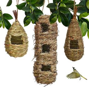 img 4 attached to 🐦 Teardrop-Shaped Eco-Friendly Hand-Woven Grass Bird Hut - Hanging Bird House for Cozy Roosting and Nesting, 100% Natural Fiber Shelter for Birds, Ideal Resting Place, Provides Cold Weather Protection