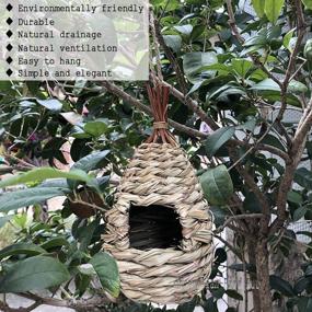 img 1 attached to 🐦 Teardrop-Shaped Eco-Friendly Hand-Woven Grass Bird Hut - Hanging Bird House for Cozy Roosting and Nesting, 100% Natural Fiber Shelter for Birds, Ideal Resting Place, Provides Cold Weather Protection