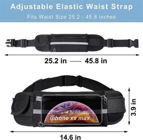 img 1 attached to 🏃 Water Resistant Running Belt Fanny Pack - 2 Pack for Men & Women, Waist Pack with Headphone Hole, Adjustable Running Phone Holder for Running, Hiking, Walking, Traveling - Black