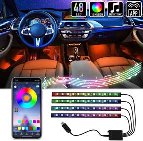 img 4 attached to 🚗 Mega Racer RGB Interior Car Lights - 48 LED Strip Lights for Car, Over 16 Million Colors, Music Sync App Control with iPhone Android, Waterproof Under Dash Car Lighting Kit, USB DC 12V