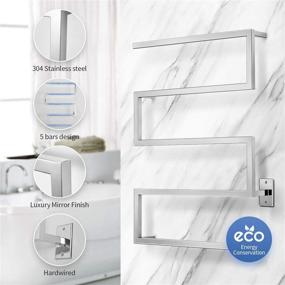 img 3 attached to Sharpeye Wall Mounted Towel Warmer: 304 Stainless Steel Heated Rack for Luxurious Towel Drying – Hardwired, Mirror Polished Finish, 35.43x25.6 inch (HxW)