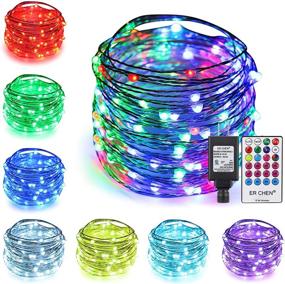 img 4 attached to 🔌 Enhanced ErChen 64 Modes 7 Colors + Multicolor LED String Lights: Plug in RF Remote 50 FT 150 Upgraded RGB LEDs Color Changing Silver Copper Wire Fairy Lights with Timer for Indoor Outdoor Christmas