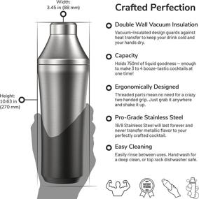 img 1 attached to Revolutionary Elevated Craft Hybrid Cocktail Shaker: Premium Vacuum Insulated Stainless Steel Measuring Martini Shaker for Home Bartenders - 28oz Total Volume