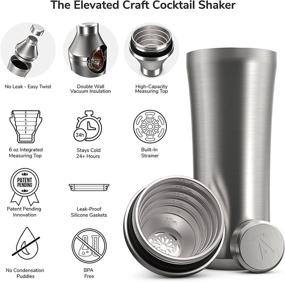 img 3 attached to Revolutionary Elevated Craft Hybrid Cocktail Shaker: Premium Vacuum Insulated Stainless Steel Measuring Martini Shaker for Home Bartenders - 28oz Total Volume