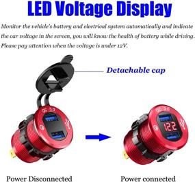 img 2 attached to 🔌 Быстрозарядное зарядное устройство YONHAN Quick Charge 3.0 с двумя USB-портами и водонепроницаемым питанием, быстрая зарядка, светодиодный вольтметр, набор для самостоятельной установки с проводами и предохранителем для автомобилей, лодок, морских и сухопутных судов, грузовиков и других автотранспортных средств - красный