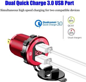 img 3 attached to 🔌 Быстрозарядное зарядное устройство YONHAN Quick Charge 3.0 с двумя USB-портами и водонепроницаемым питанием, быстрая зарядка, светодиодный вольтметр, набор для самостоятельной установки с проводами и предохранителем для автомобилей, лодок, морских и сухопутных судов, грузовиков и других автотранспортных средств - красный