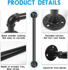 img 2 attached to 🚽 Qualward Industrial Pipe Towel Bar - 12 inch Towel Rack and Holder, Wall Mounted Towel Bar in DIY Style with Matte Black Finish - Ideal for Kitchen or Bathroom Hanging (1 Pack)