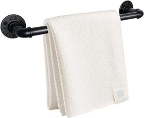 img 4 attached to 🚽 Qualward Industrial Pipe Towel Bar - 12 inch Towel Rack and Holder, Wall Mounted Towel Bar in DIY Style with Matte Black Finish - Ideal for Kitchen or Bathroom Hanging (1 Pack)