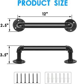 img 3 attached to 🚽 Qualward Industrial Pipe Towel Bar - 12 inch Towel Rack and Holder, Wall Mounted Towel Bar in DIY Style with Matte Black Finish - Ideal for Kitchen or Bathroom Hanging (1 Pack)