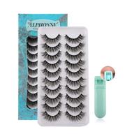👀 alphonse natural wispy false eyelashes bundle - 10 pairs of lightweight handmade lashes with mini eyelash curler logo