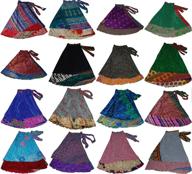 👗 wevez plus size sari art silk wrap 3 skirts pack - women's short length logo