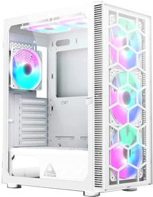 img 3 attached to Монтек X3 Гласс: Премиум 6 шт. вентиляторов RGB ATX Mid-Tower игровой корпус - высокая вентиляция, белый