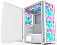 монтек x3 гласс: премиум 6 шт. вентиляторов rgb atx mid-tower игровой корпус - высокая вентиляция, белый логотип