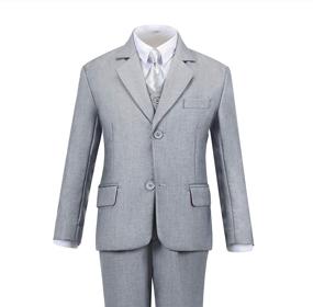 img 3 attached to Stylish Lycody Boys Suits: Formal 5 Piece Notched Lapel Suit Set with Tie and Vest